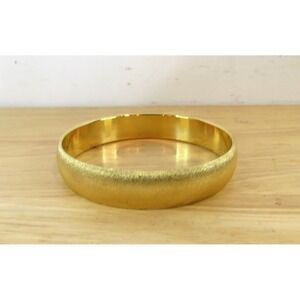 Vintage MONET Sz L Bangle Bracelet Gold tone Etched Textured  EUC